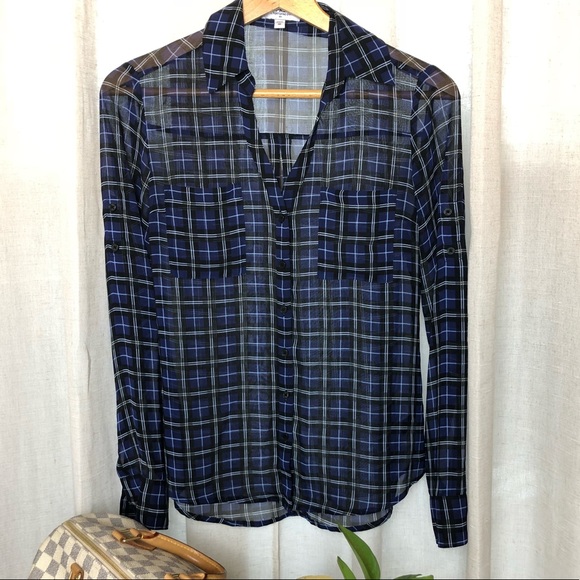 ⭕️Sold⭕️Express Portofino Blouse Blue & Black XS - Picture 2 of 5